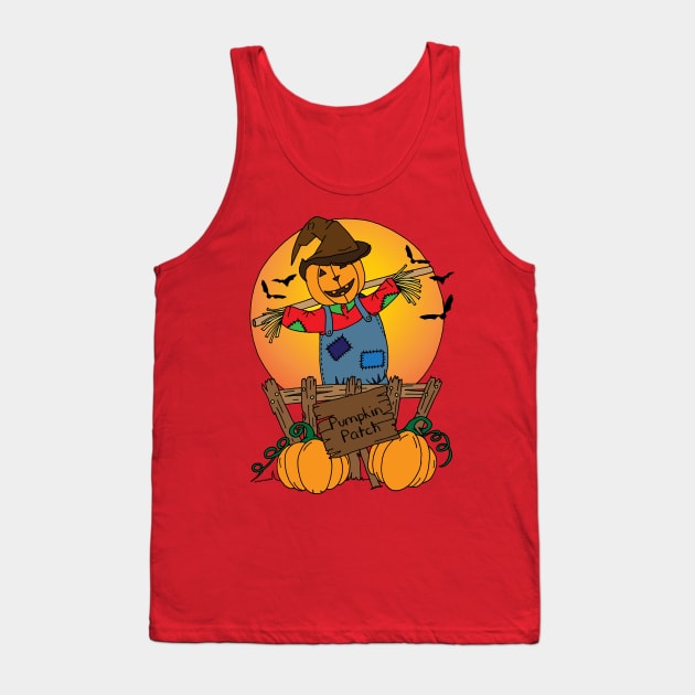 Halloween Scarecrow and Pumpkins Tank Top by HotHibiscus